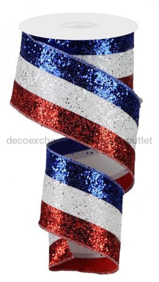 2.5"X10Yd 3-In-1 Large Glitter Red/White/Blue RG08014A1 - DecoExchange