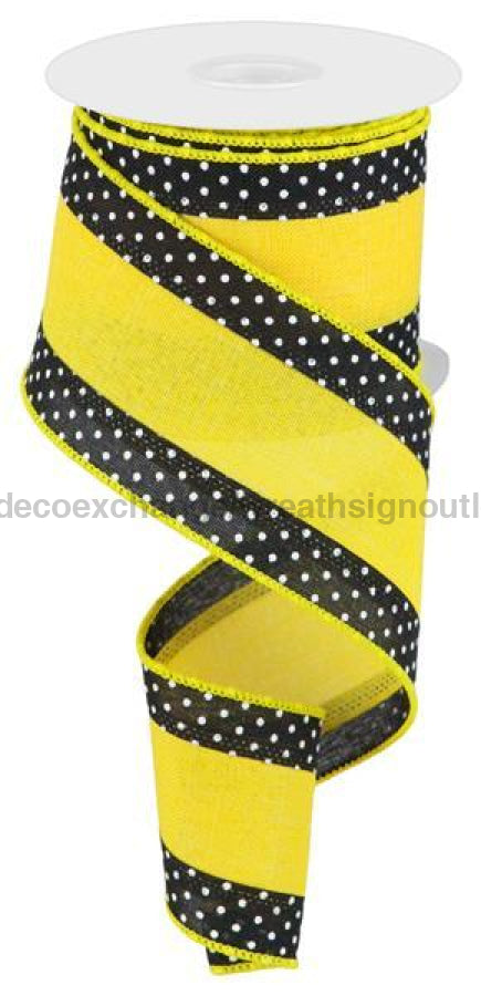 2.5’X10Yd 3-In-1 Royal Burlap/Dot Sun Yellow/Black/White Rga853229 Ribbon