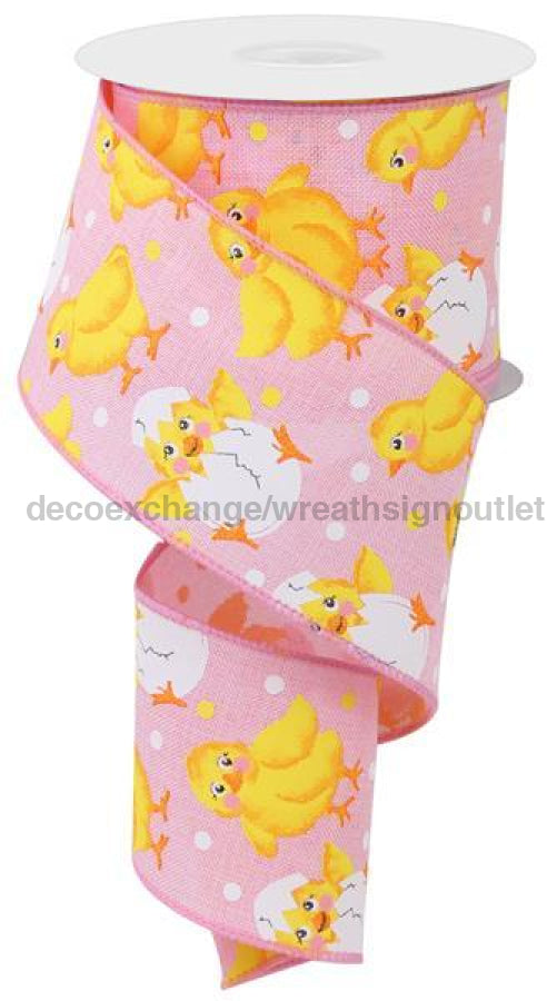 2.5"X10Yd Baby Chicks On Royal Lt Pink/Multi RGE109015 - DecoExchange®