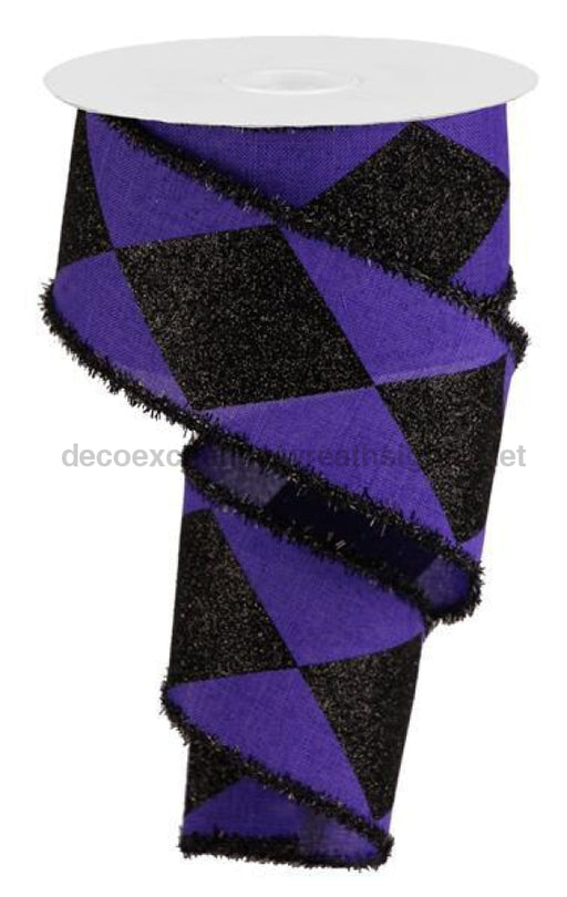 2.5"X10Yd Bold Harlequin/Royal/Tinsel Purple/Black RG0841623 - DecoExchange