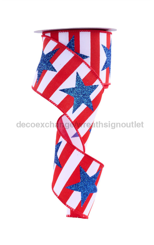 2.5’’X10Yd Bold Star Stripe Red/White/Blue Rgf1520A1 Ribbon