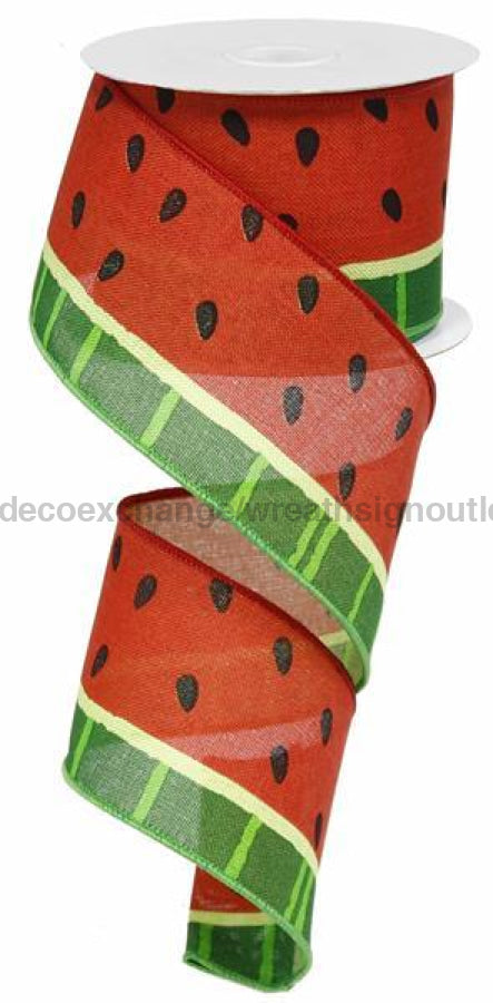2.5"X10Yd Bold Watermelon On Royal Red/Green/Black RG0122309 - DecoExchange