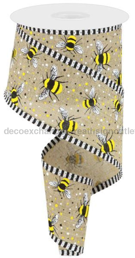 2.5’X10Yd Bumble Bee/Royal/Stripe Lt Beige/Ylw/Wht/Blk Rga838501 Ribbon