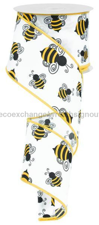 2.5"X10Yd Bumble Bee White/Yellow/Black RG1633 - DecoExchange