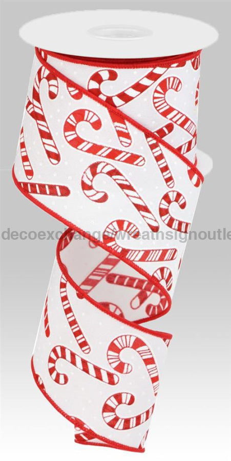 2.5’X10Yd Candy Canes On Pg White/Red Rgc144227 Ribbon