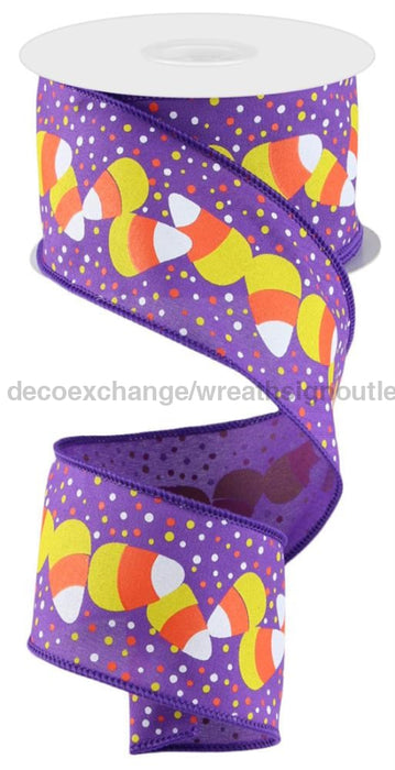 2.5’’X10Yd Candy Corn Purple/Wht/Ylw/Org RGC199923 Ribbon