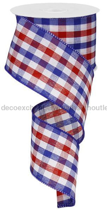 2.5"X10Yd Check Red/White/Blue RG01055 - DecoExchange
