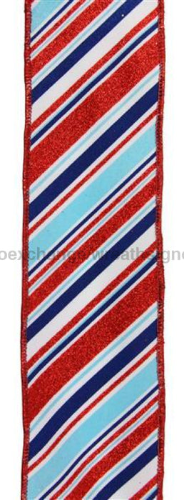 2.5X10Yd Diagonal Stripe White/Lt Blue/Royal/Red Rge1825Ky Ribbon