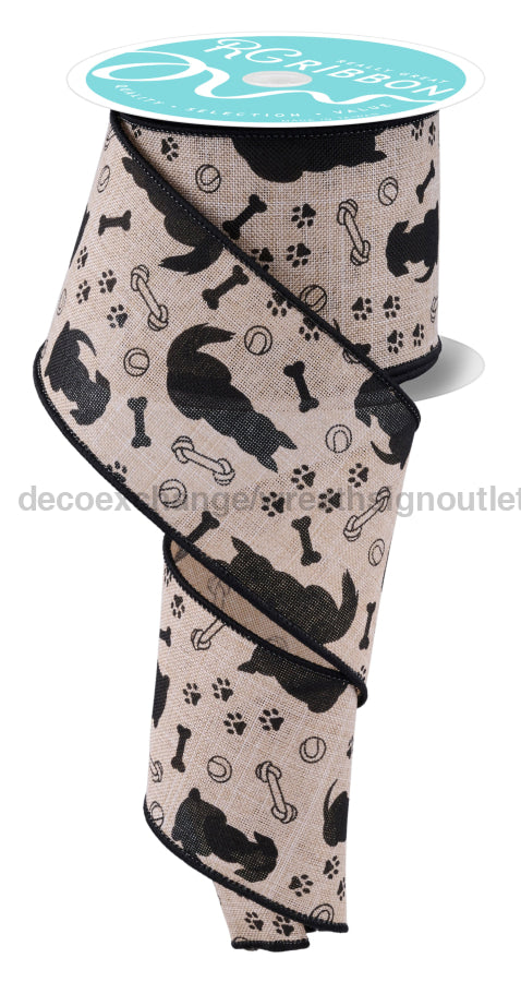 2.5’’X10Yd Dog Silhouettes Natural/Black Rgf153118 Ribbon