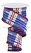 2.5’’X10Yd Dupioni Plaid/Gltr Strp/Tinsel Royal Blue/Red/Wht/Silver RGP10027J ribbon