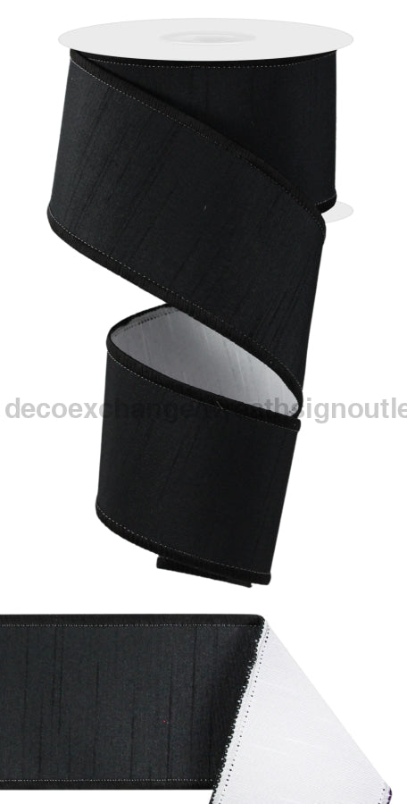 2.5’X10Yd Faux Dupioni/Fused Back White/Black Rgx0071X6 Ribbon