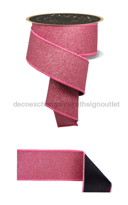 2.5’’X10Yd Fine Glitter/Fused Fuchsia/Black LX309883 Ribbon