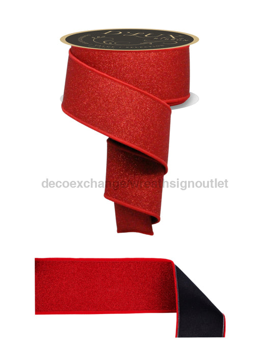 2.5’’X10Yd Fine Glitter/Fused Red/Black LX3098MA Ribbon
