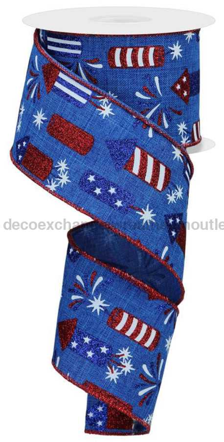 2.5’’X10Yd Firecrackers Royal Blue/Red/White RGE120025 Ribbon