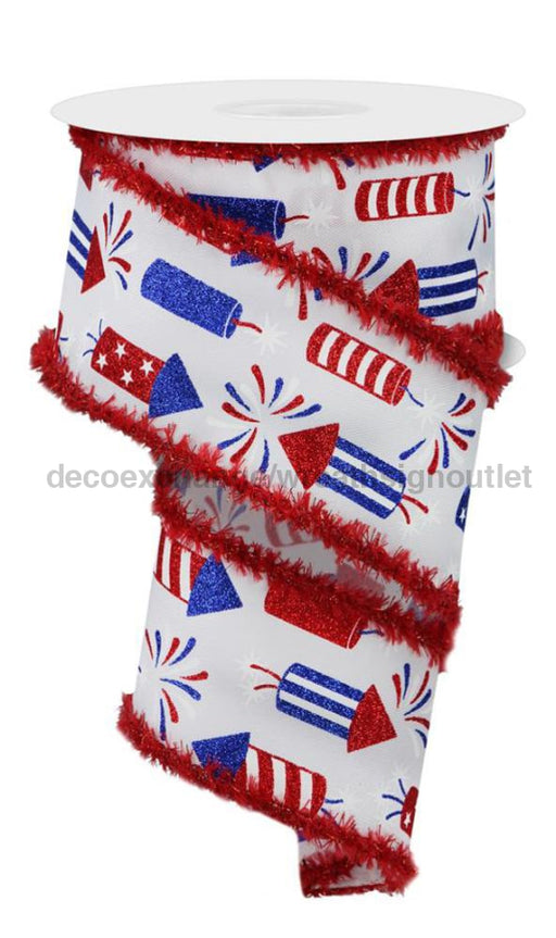 2.5’’X10Yd Firecrackers/Tinsel White/Red/Blue RGA868927 ribbon