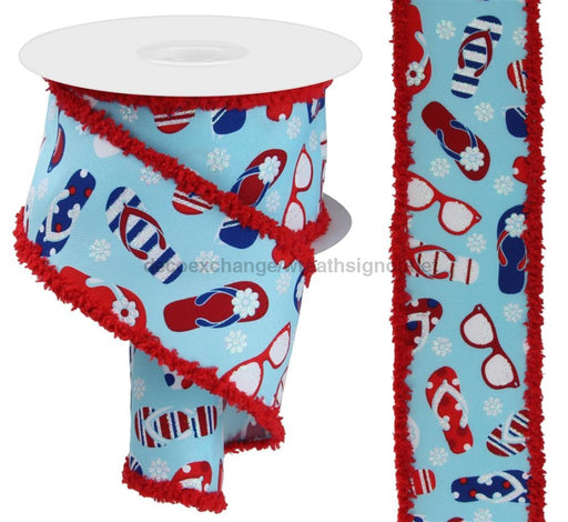2.5’’X10Yd Flip Flops & Sunglasses/Drift White/Tt Red/Tt Blue RGA8632A1 Ribbon