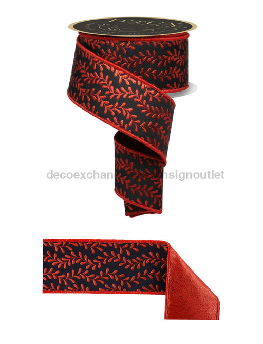 2.5’’X10Yd Foil Leaf Garland/Fused Black/Red LX3146CM Ribbon