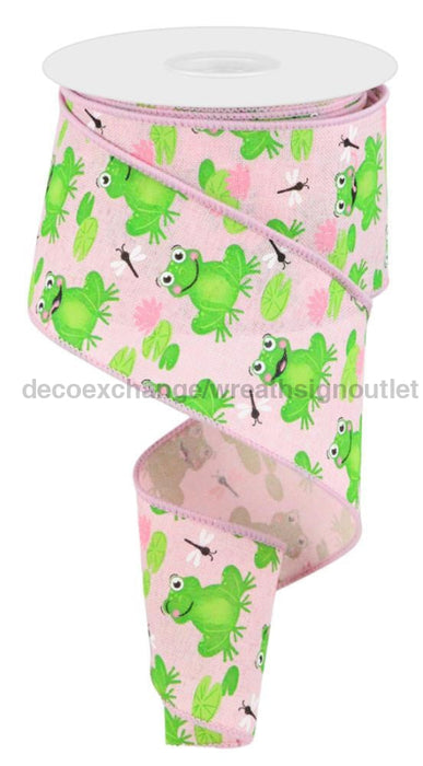 2.5’’X10Yd Frogs On Royal Pale Pink/Green/Pink/Wht Rgc120915 Ribbon