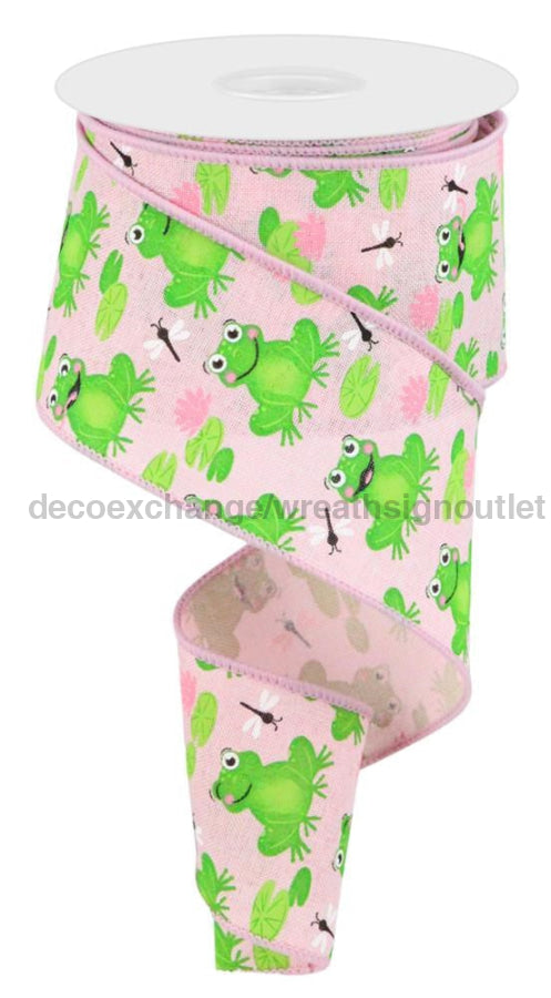 2.5’’X10Yd Frogs On Royal Pale Pink/Green/Pink/Wht Rgc120915 Ribbon