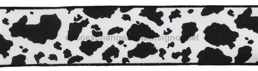 2.5"X10Yd Fuzzy Cow Print White/Black RGB137702 - DecoExchange