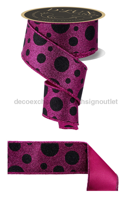 2.5’’X10Yd Giant Multi Polka Dots/Fused Black/Pink LX323611 Ribbon