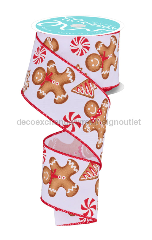2.5’X10Yd Gingerbread White/Red/Brown Rgf140527 Ribbon