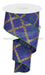 2.5"X10Yd Glitter Diagonal Plaid/Royal Purple/Gold/Emerald RGA122323 - DecoExchange