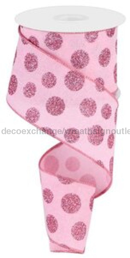 2.5’X10Yd Glitter Polka Dots Lt Pink/Pink Rgc187115 Ribbon