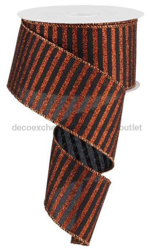 2.5"X10Yd Glitter Stripe On Royal Black/Bright Orange RG0169502 - DecoExchange®