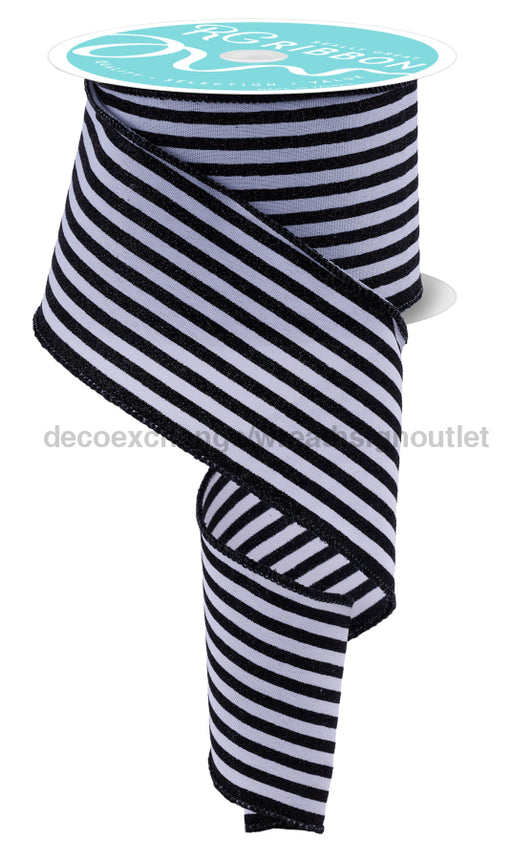 2.5’’X10Yd Glitter Vertical Stripe White/Black RGF1971X6 Ribbon