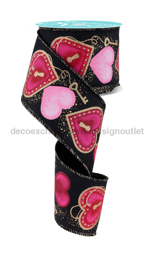 2.5’’X10Yd Heart Locks Black/Multi RGF152202 ribbon