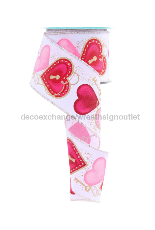 2.5’’X10Yd Heart Locks White/Multi RGF152227 ribbon