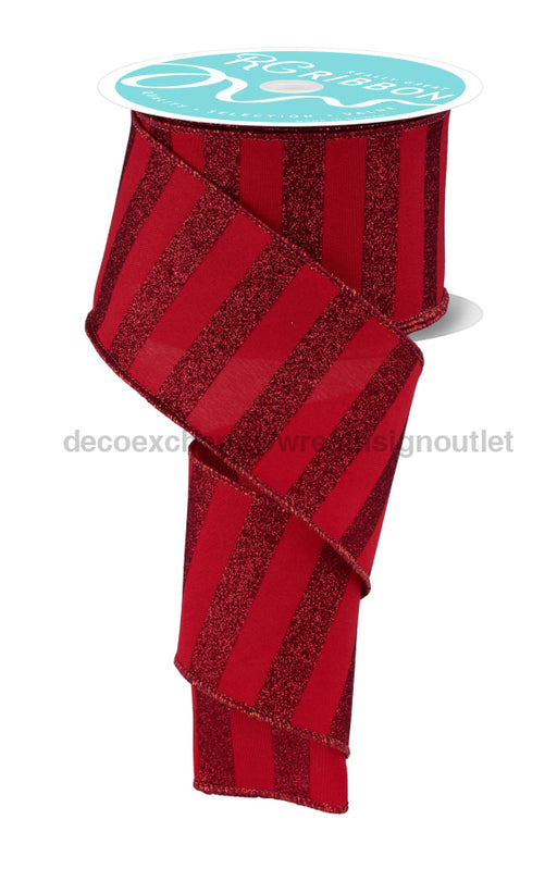 2.5’’X10Yd Horizontal Glitter Stripes Cranberry/Burgundy RGF1967Y6 ribbon
