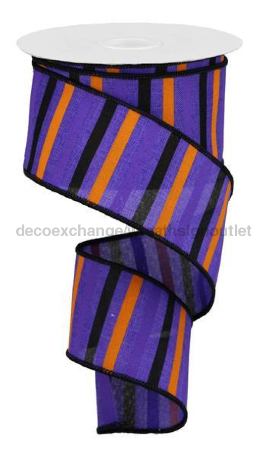 2.5X10Yd Horizontal Stripe/Royal Purple/Orange/Black Rga12146A Ribbon
