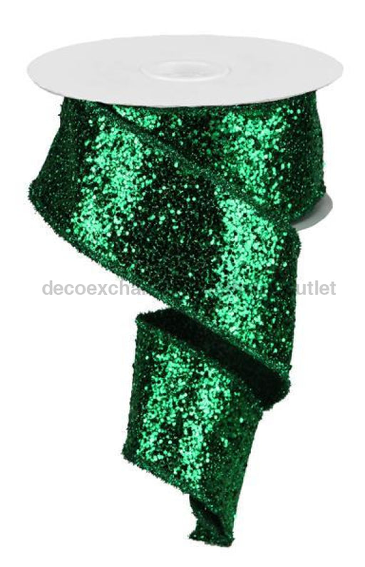 2.5"X10Yd Large Glitter Emerald Green RG887306 - DecoExchange®