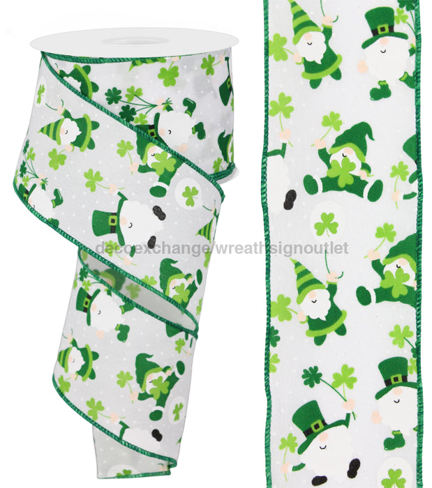 2.5’’X10Yd Leprechauns W/Shamrocks Green/Black/White RGE164727 Ribbon