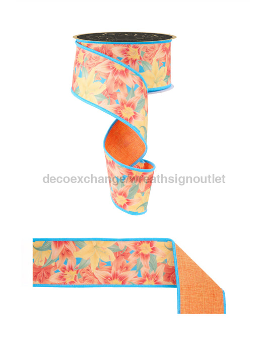 2.5’’X10Yd Lilies/Fused Multi Orange/Yellow/Green LX104320 Ribbon