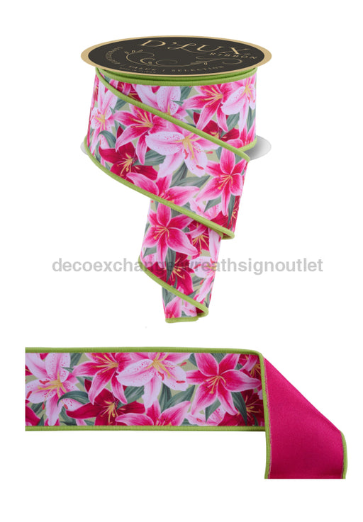 2.5’’X10Yd Lilies/Fused Multi Pink/Green/Yellow LX107222 Ribbon