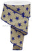 2.5"X10YD Lt Beige/Navy Blue STARS ON ROYAL RGA111601 - DecoExchange