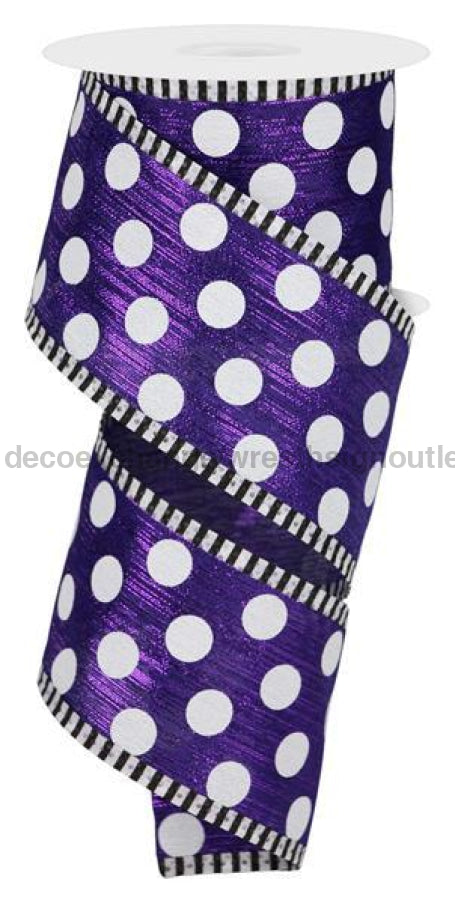 2.5"X10Yd Medium Polka Dot/Stripe Purple/White RGA873323 - DecoExchange®