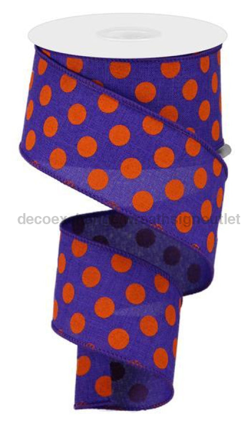 2.5"X10Yd Medium Polka Dots Purple/Orange RG01207M2 - DecoExchange®