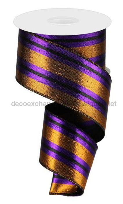 2.5X10Yd Metallic Vertical Stripe Copper/Purple/Black Rga14297K Ribbon