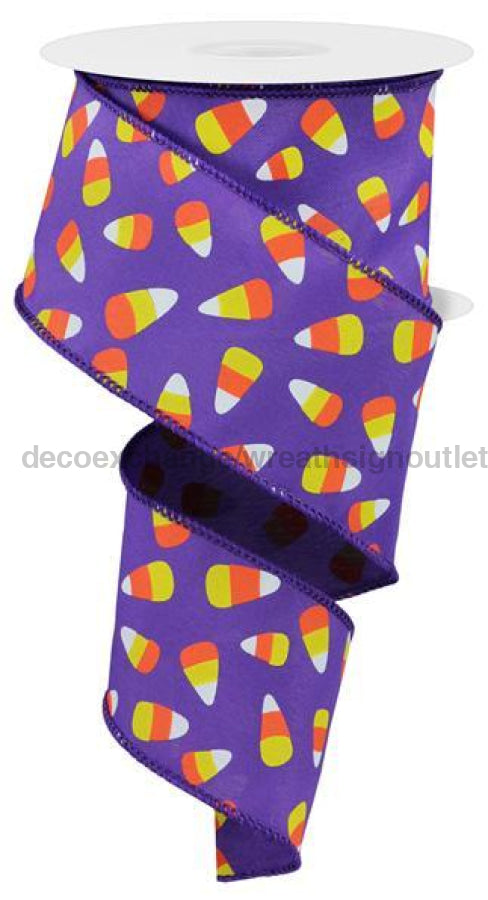 2.5X10Yd Mini Candy Corn Purple/Wht/Ylw/Org Rgc199823 Ribbon
