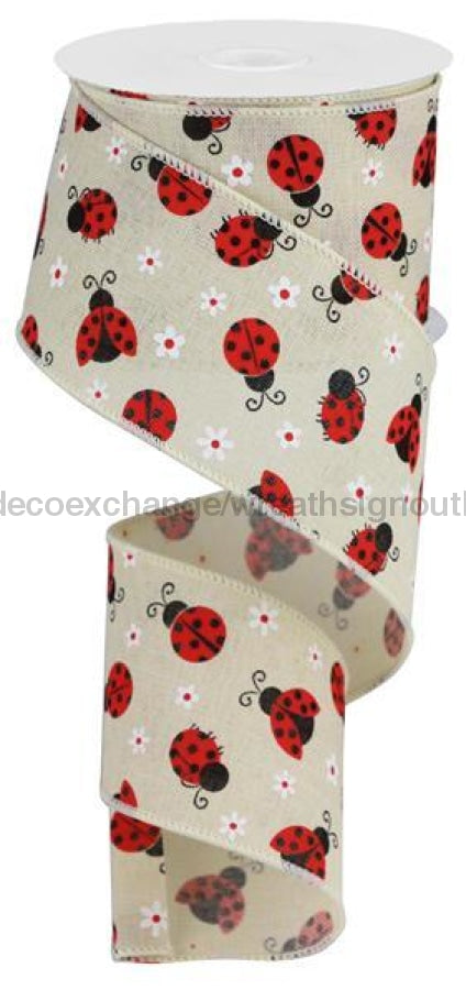 2.5X10Yd Mini Ladybugs On Royal Cream/Red/White Rga1623C2 Ribbon
