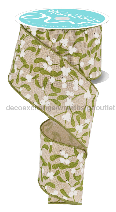 2.5’’X10Yd Mistletoe Lt Nat/Multi Green/White RGF120218 Ribbon