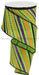 2.5"X10Yd Multi Diagonal Stripes/Royal Lime/Purple/Black/Orange RGB13029K - DecoExchange