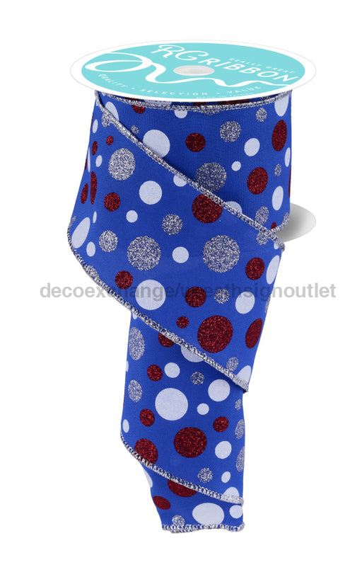 2.5’’X10Yd Multi Polka Dot Ryl Blue/Silver/White/Red RGF186525 ribbon