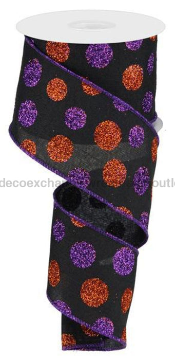 2.5"X10Yd Multi Size Glitter Dots/Royal Black/Purple/Orange RG0170702 - DecoExchange®