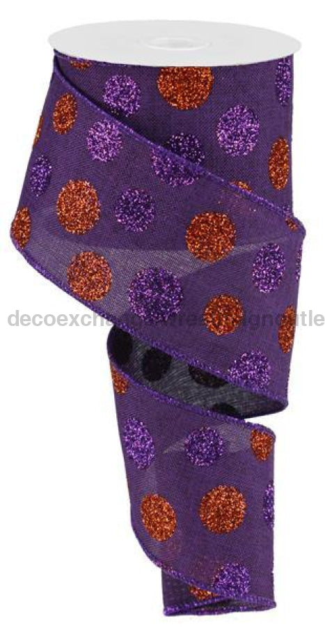 2.5"X10Yd Multi Size Glitter Dots/Royal Purple/Orange RG0170723 - DecoExchange®