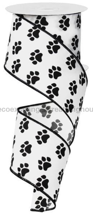 2.5"X10Yd Paw Print White/Black RG1777X6 - DecoExchange